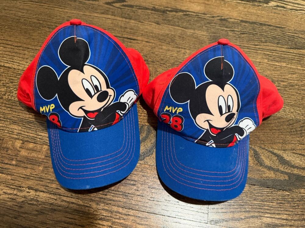 Mickey Mouse Toddler Little Kids Baseball Hats 2 Of Them, Twin Hats Disney Hats